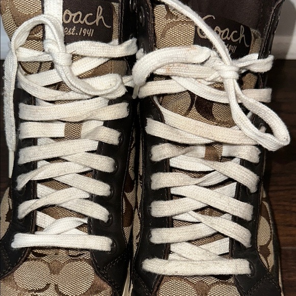 Coach Signature Pattern High-Top Sneakers - Picture 3 of 7